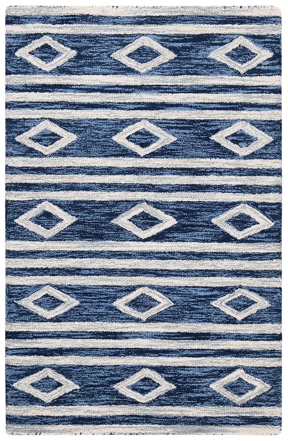 Micro-Loop MLP153 Hand Tufted Indoor Accent Rug - Navy/Ivory - 2'6"x4' - Safavieh