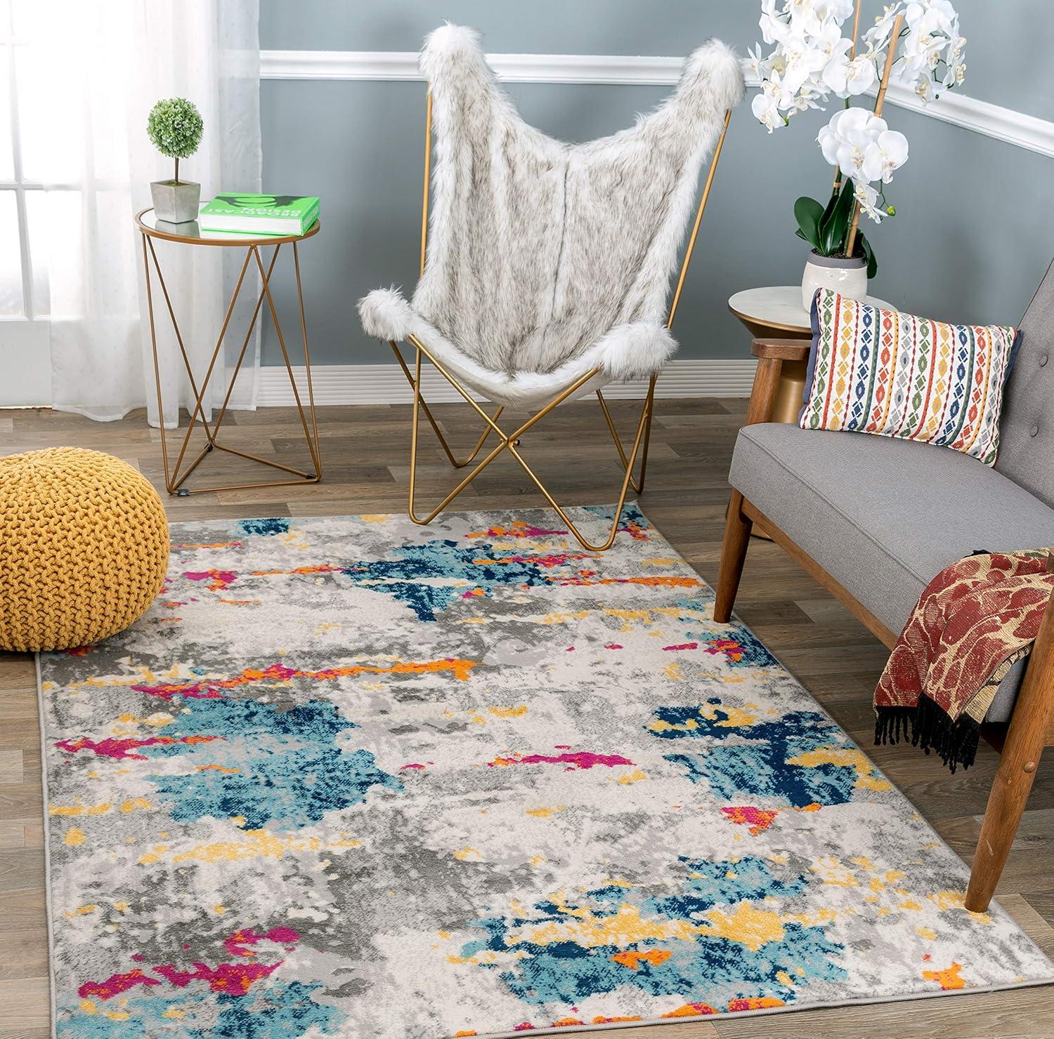 Transitional Distressed Bohemian 3'3"x5' Multicolor Abstract Area Rug