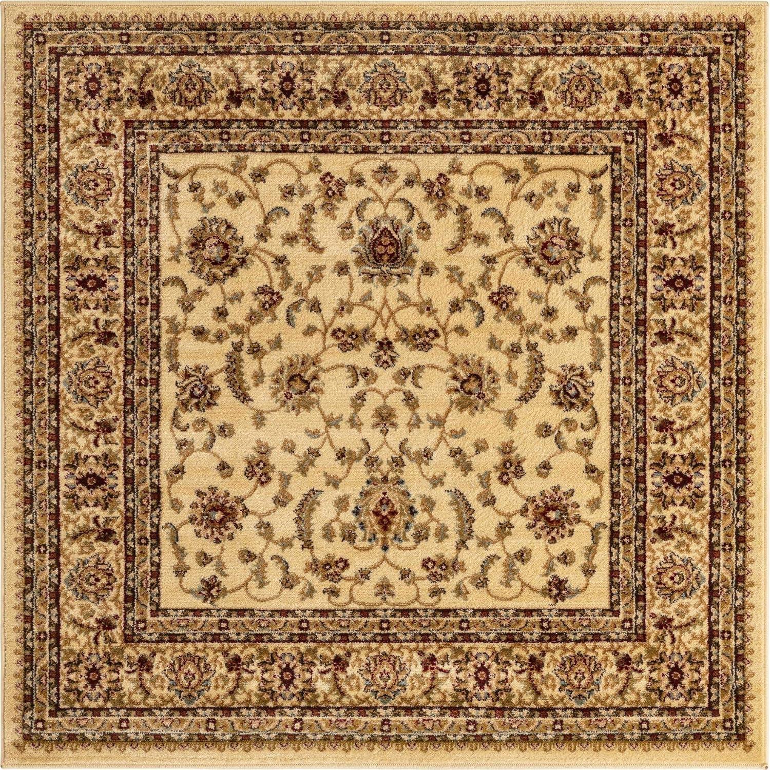 Unique Loom Voyage Collection Area Rug - St. Louis (5' 3" Square Cream/Brown)