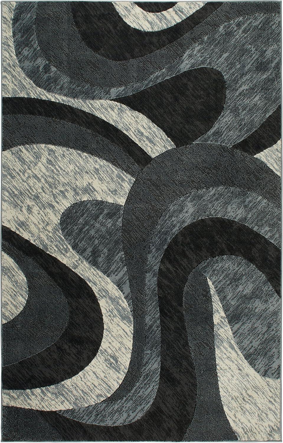 Elegant Gray 40" Tufted Synthetic Area Rug with Abstract Swirl Design