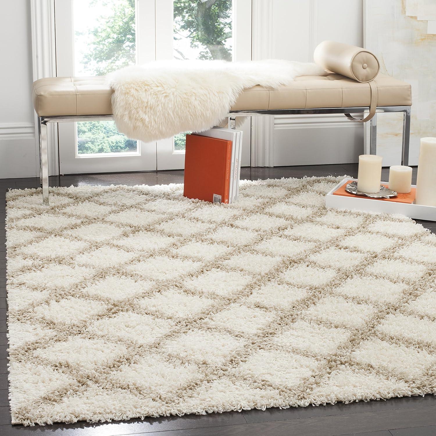 Dallas Shag SGD258 Power Loomed Indoor Area Rug - Ivory/Beige - 5'1"x7'6" - Safavieh.