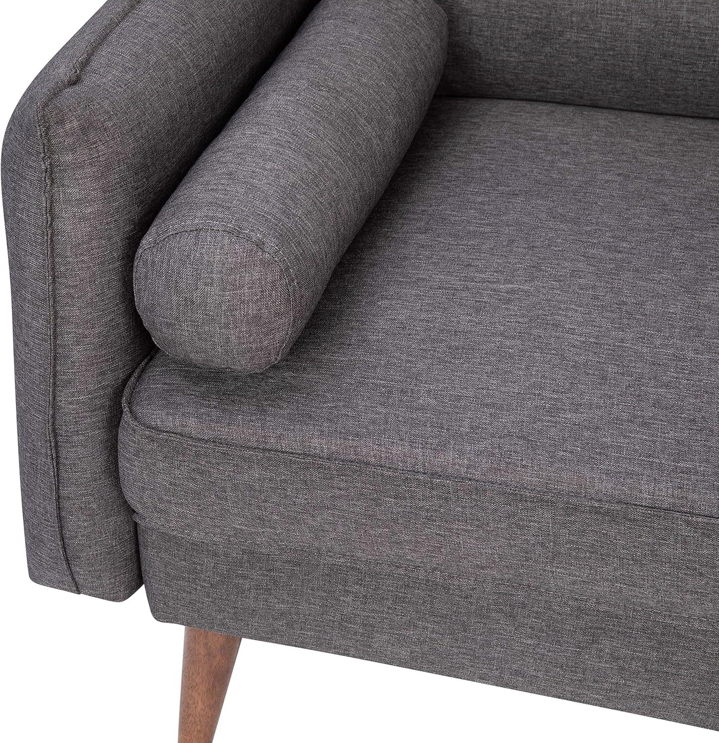 Evie Stone Gray Faux Linen Mid-Century Modern Loveseat