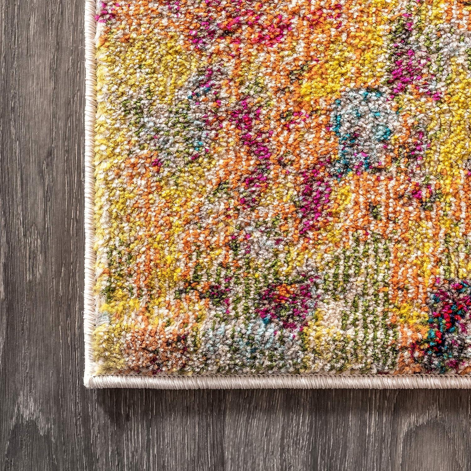 5'x8' Contemporary POP Modern Abstract Area Rug, Multi/Yellow - JONATHAN Y