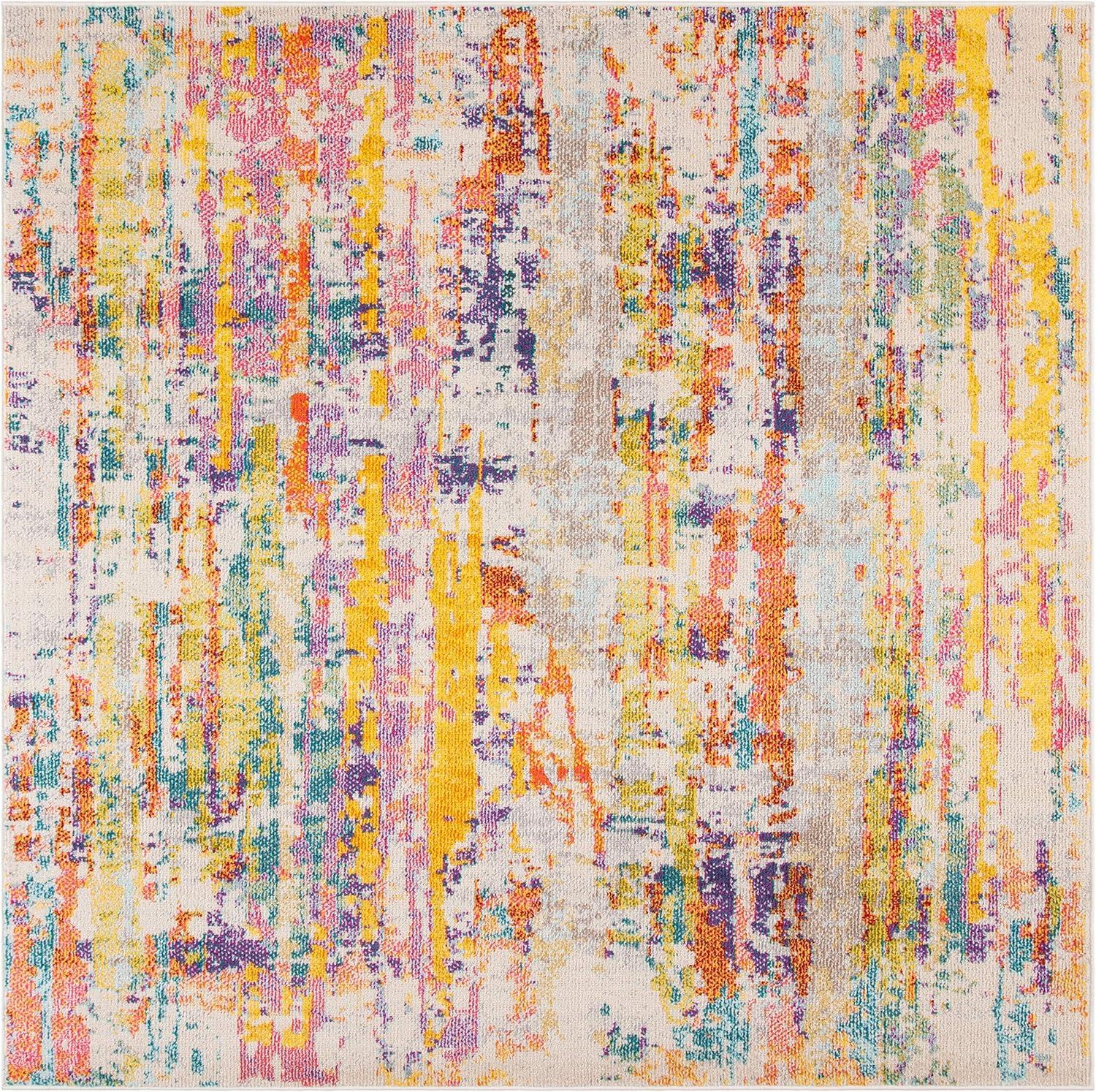 Madison MAD260 Power Loomed Area Rug - Beige/Yellow - 6'7"x6'7" - Safavieh.