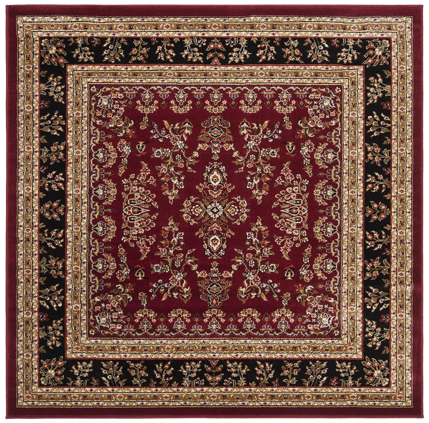 Lyndhurst Sarouk LNH331 Power Loomed Area Rug - Red/Black - 6'x6' - Safavieh