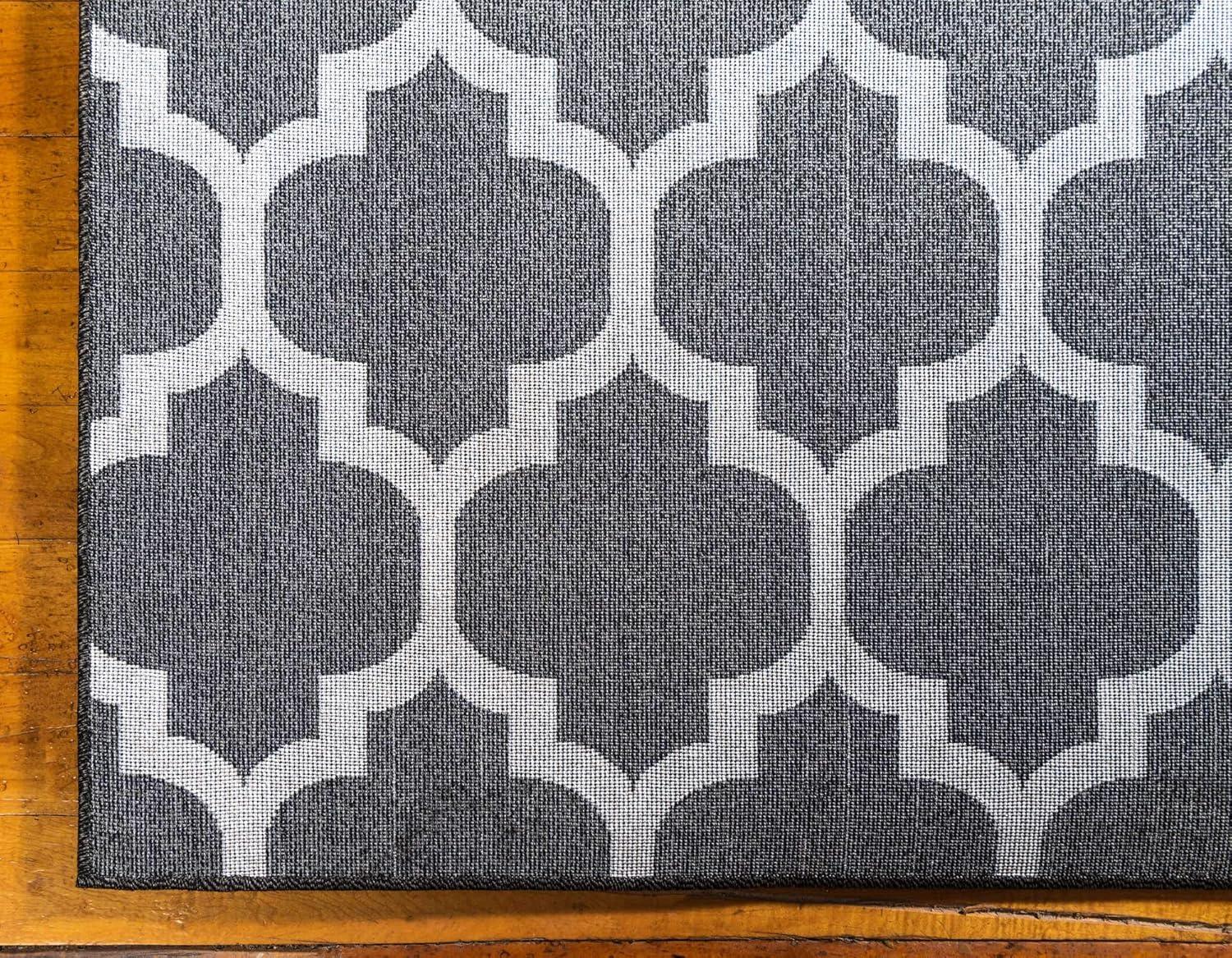 Unique Loom Trellis Collection Area Rug - Philadelphia (6' 1" x 9' Rectangle Black/Beige)