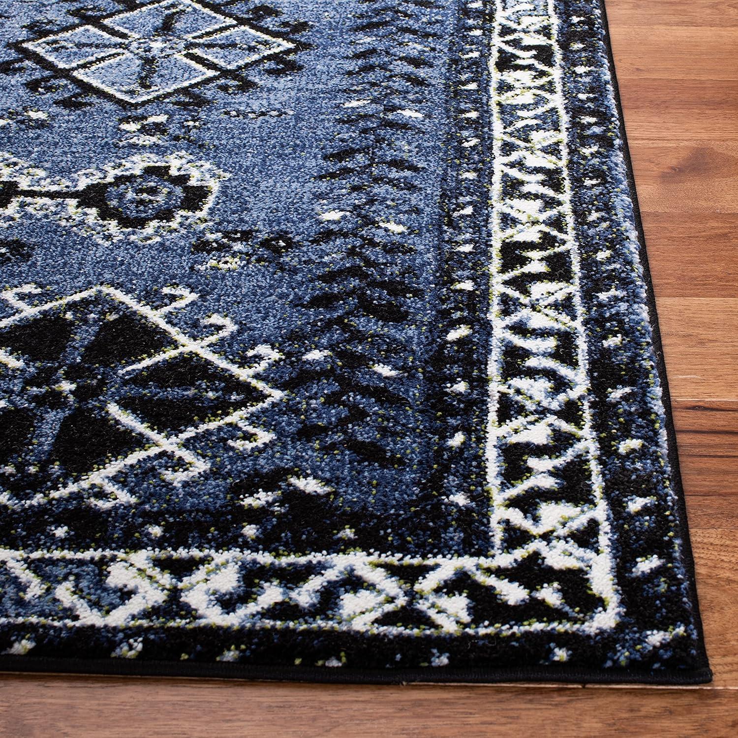 Vintage Hamadan VTH293 Power Loomed Area Rug - Blue/Black - 5'3"x7'6" - Safavieh.