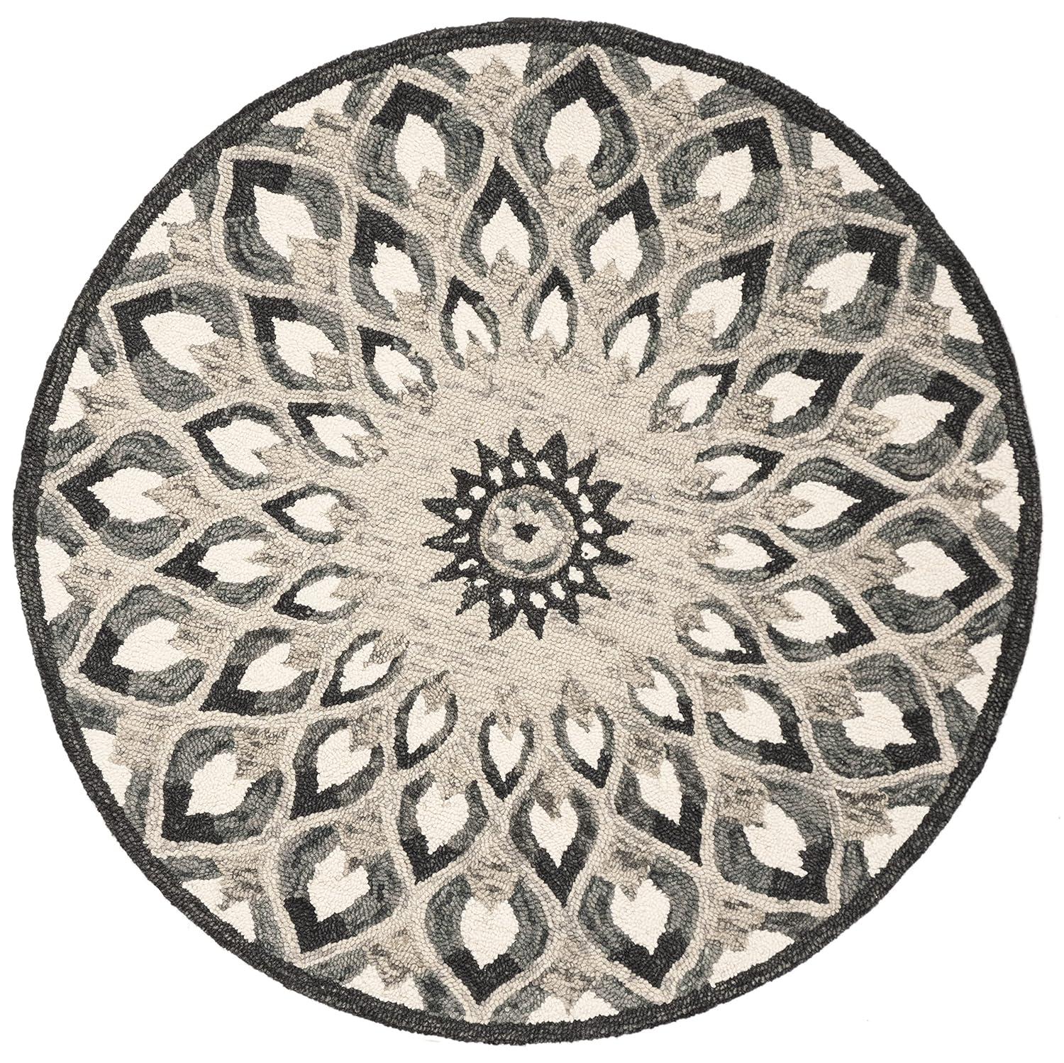Novelty NOV603 Hand Tufted Area Rug - Charcoal/Ivory - 6' Round - Safavieh.