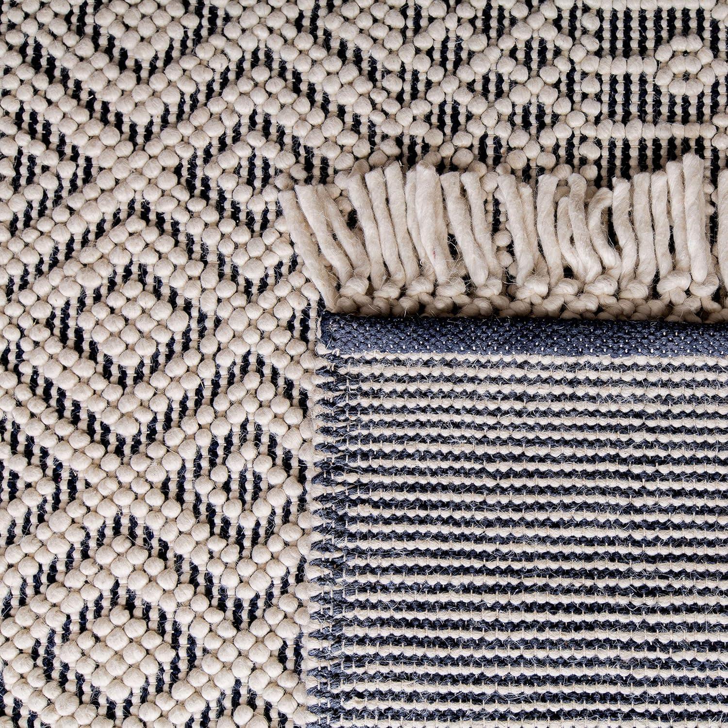 Natura NAT852 Hand Loomed Indoor Area Rug - Ivory/Navy - 8'x8' - Safavieh