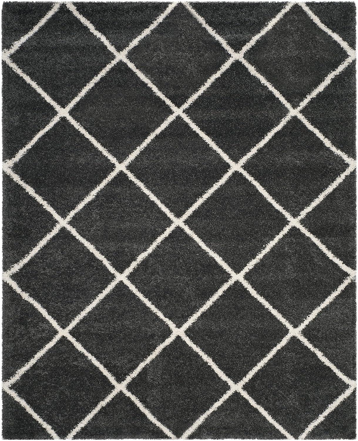 Hudson Shag SGH281 Power Loomed Indoor Area Rug - Dark Grey/Ivory - 8'x10' - Safavieh