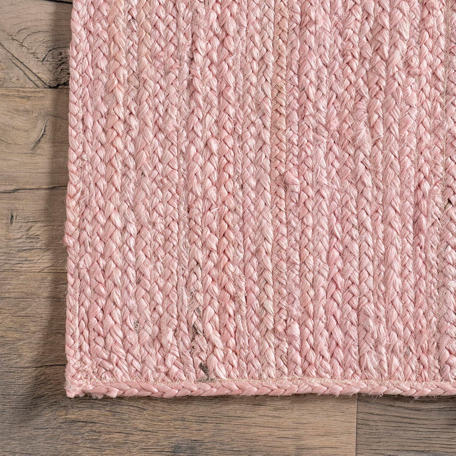 Handmade Pink Braided Jute 6' x 9' Area Rug