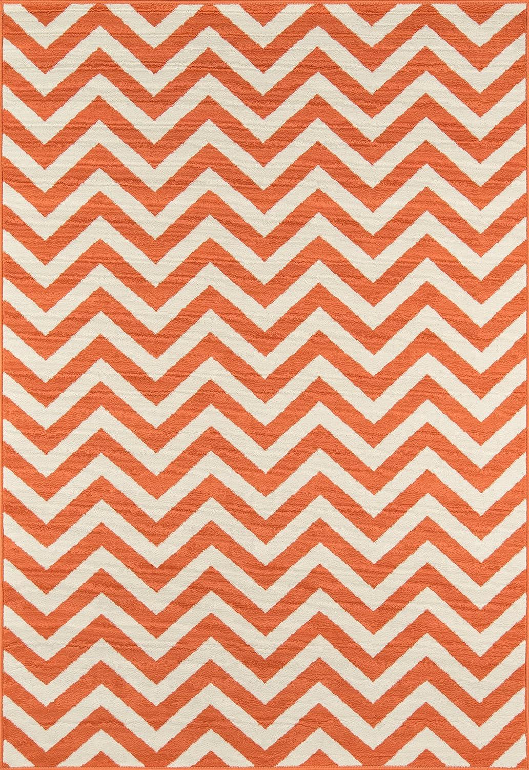 Momeni  Baja Chevron Indoor Outdoor Rug Orange 2'3" x 4'6" Graphic, Geometric, Chevron 2' x 3' Accent, Outdoor, Indoor Entryway, Kitchen, Patio Ivory