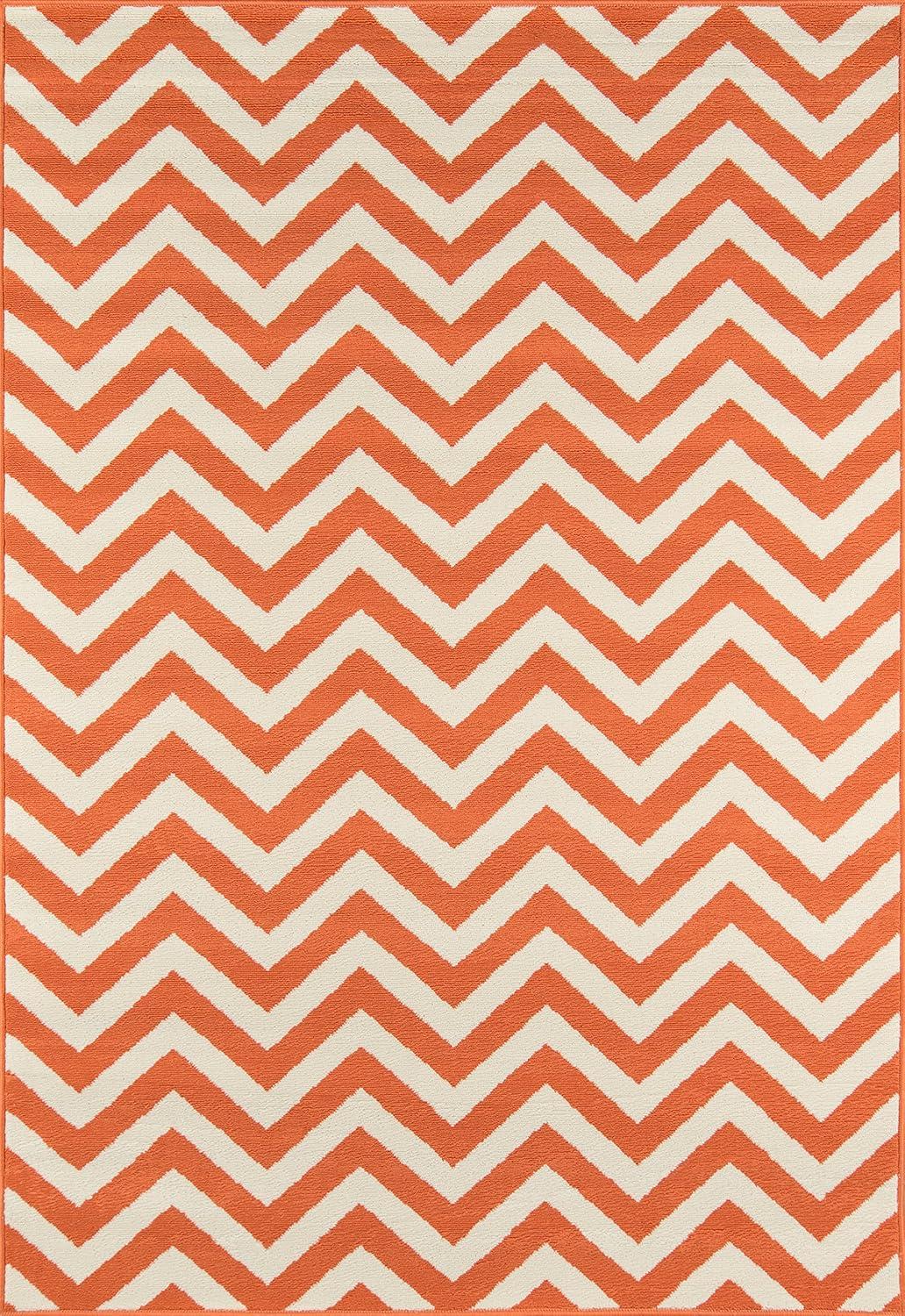 Momeni  Baja Chevron Indoor Outdoor Rug Orange 2'3" x 4'6" Graphic, Geometric, Chevron 2' x 3' Accent, Outdoor, Indoor Entryway, Kitchen, Patio Ivory