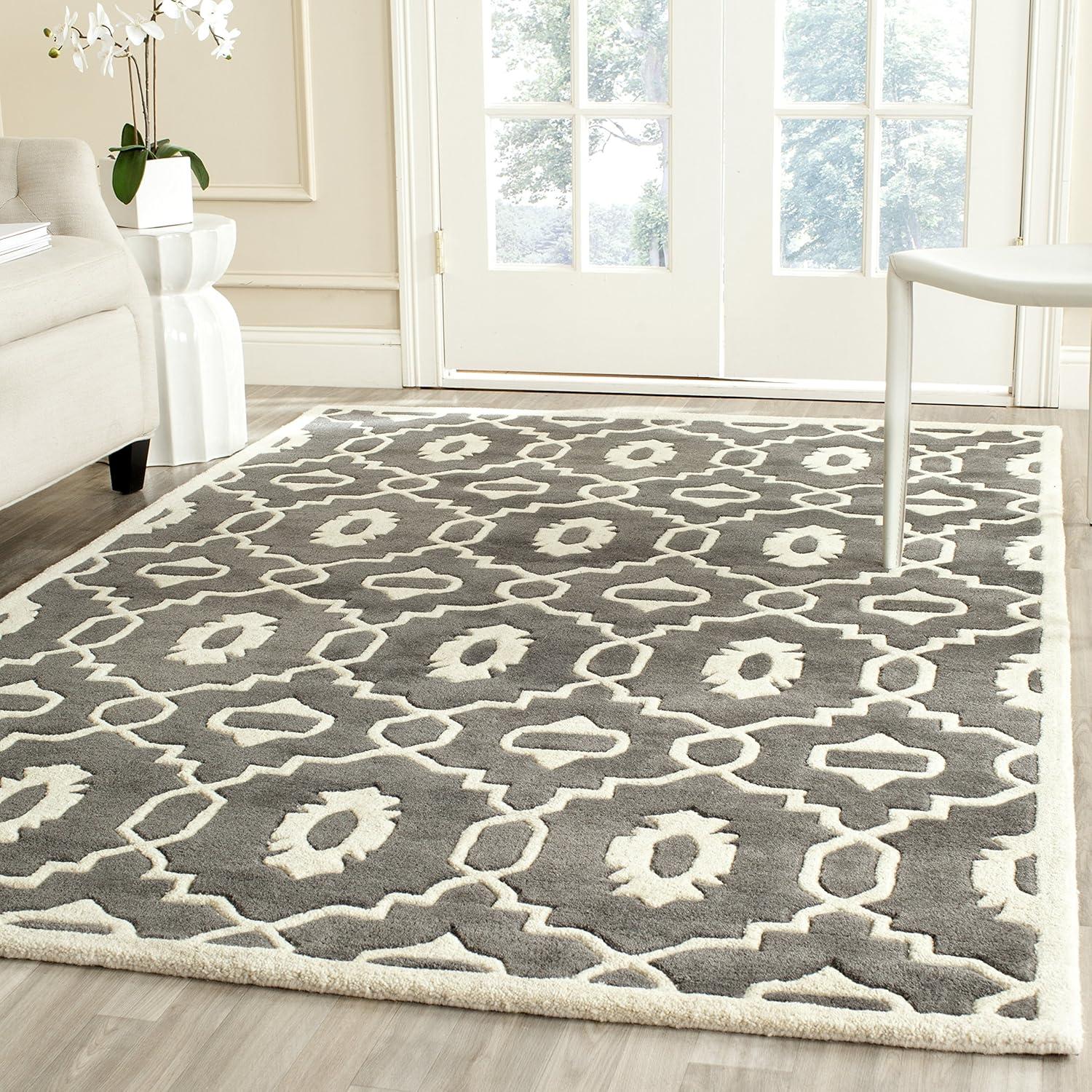 Handmade Gray Wool Tufted Square Rug 3' x 3'