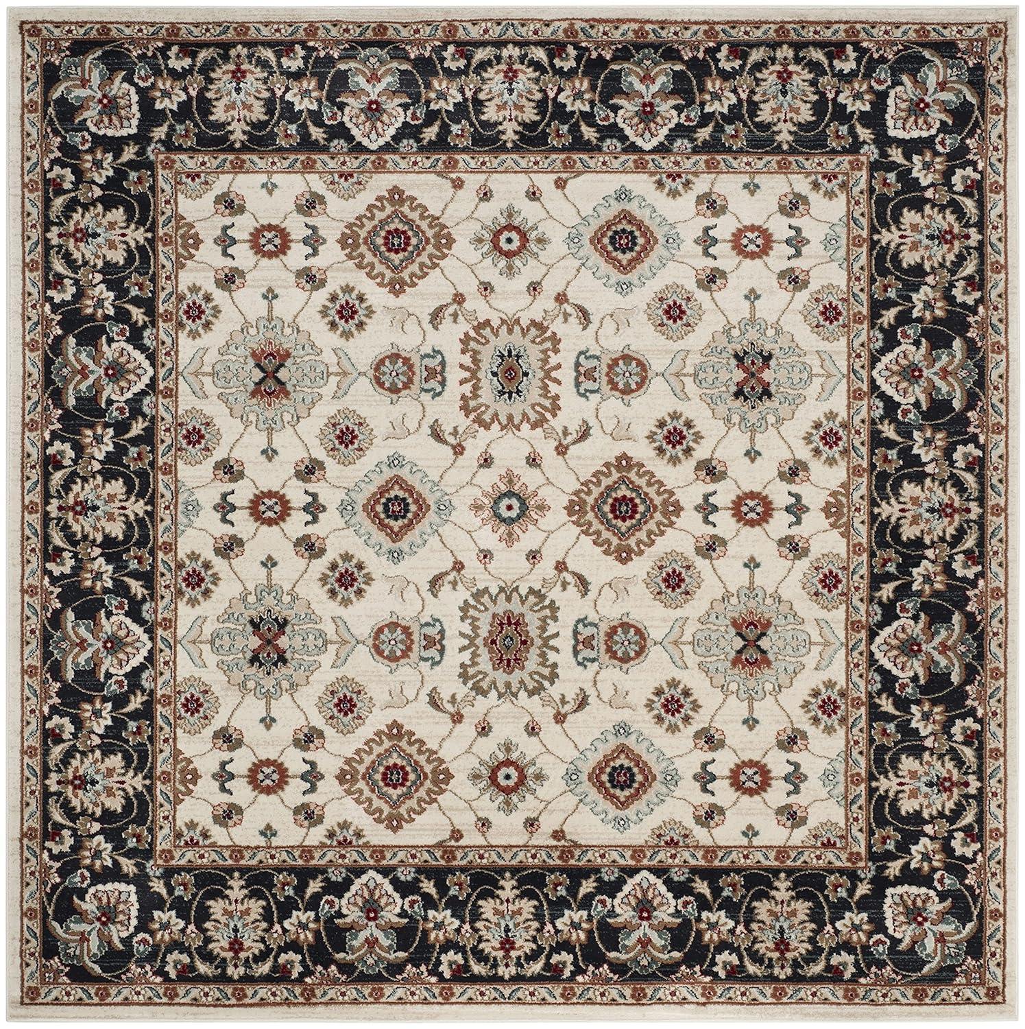 Lyndhurst LNH332 Power Loomed Area Rug - Cream/Navy - 7'x7' - Safavieh.