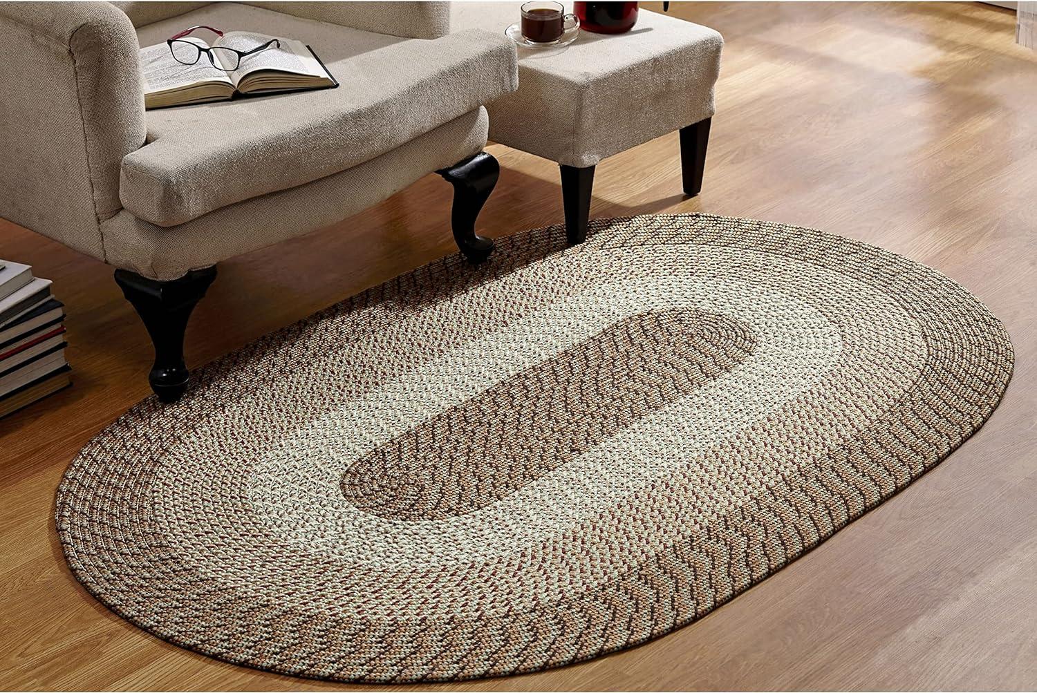 Chambray Stripe Oval Braided Reversible Rug 42" x 66"