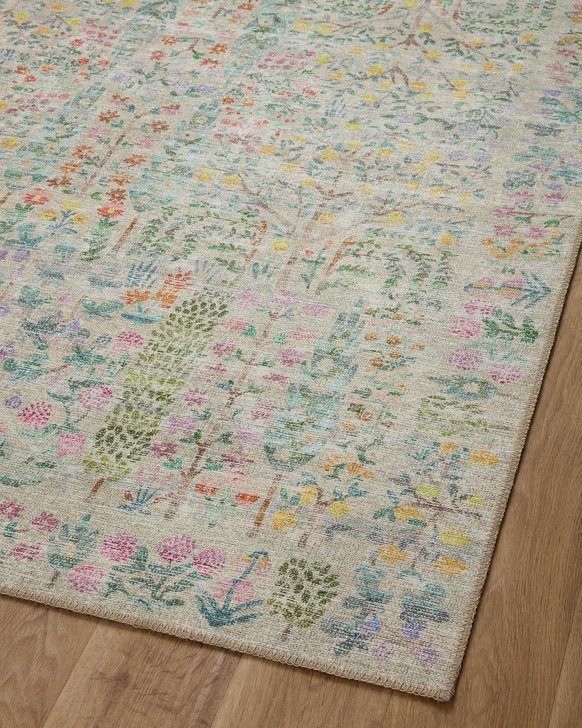 Khaki Floral Synthetic Easy Care Accent Rug 2'-3" x 3'-9"