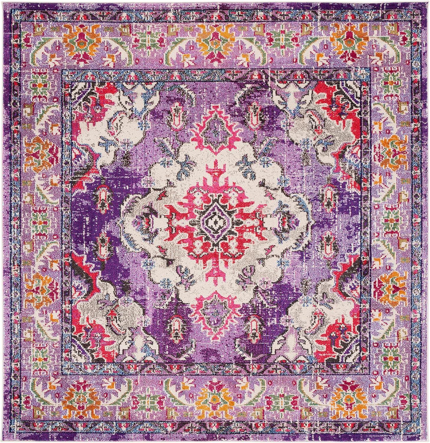 Monaco MNC243 Power Loomed Indoor Area Rug - Violet/Fuchsia - 5'x5' - Safavieh