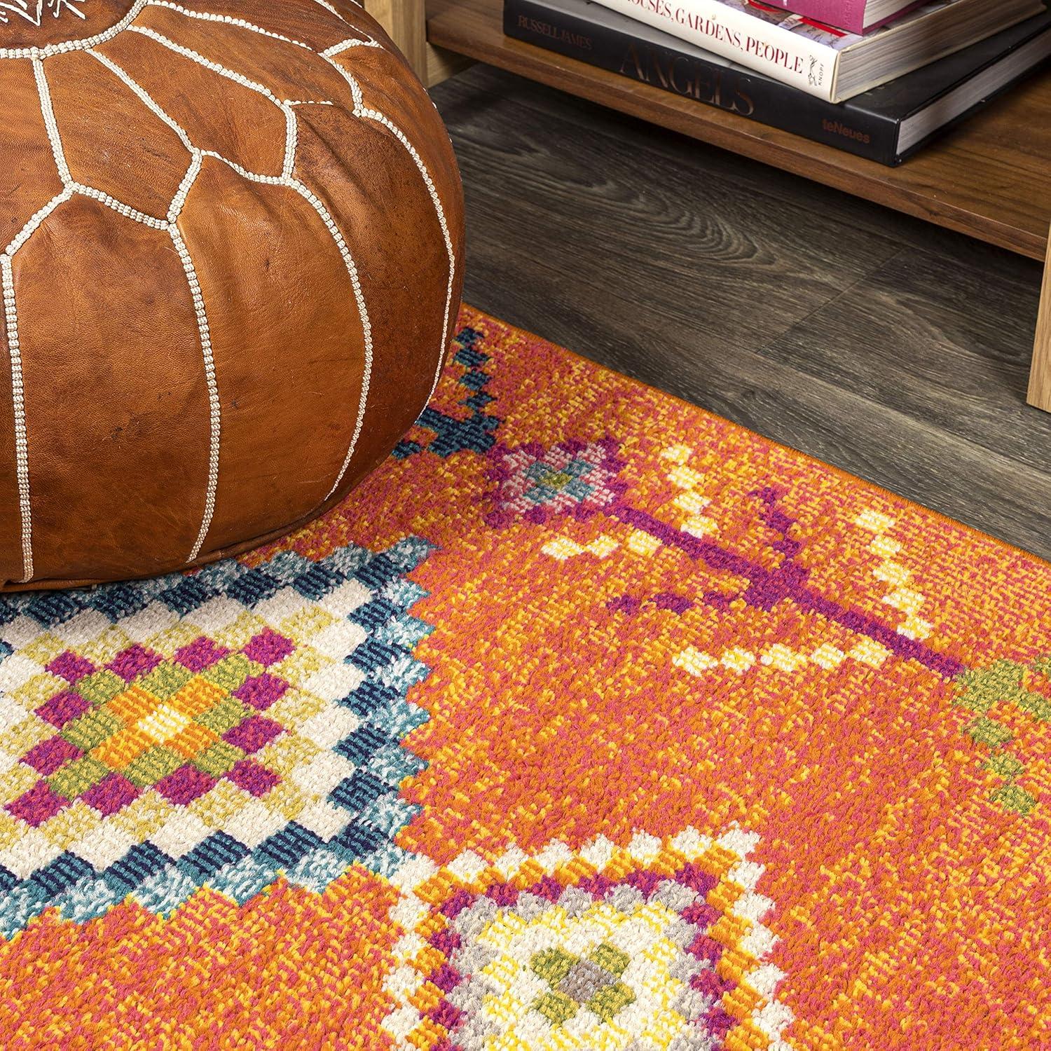 JONATHAN Y Love Geometric Orange/Multi 2 ft. x 8 ft. Runner Rug