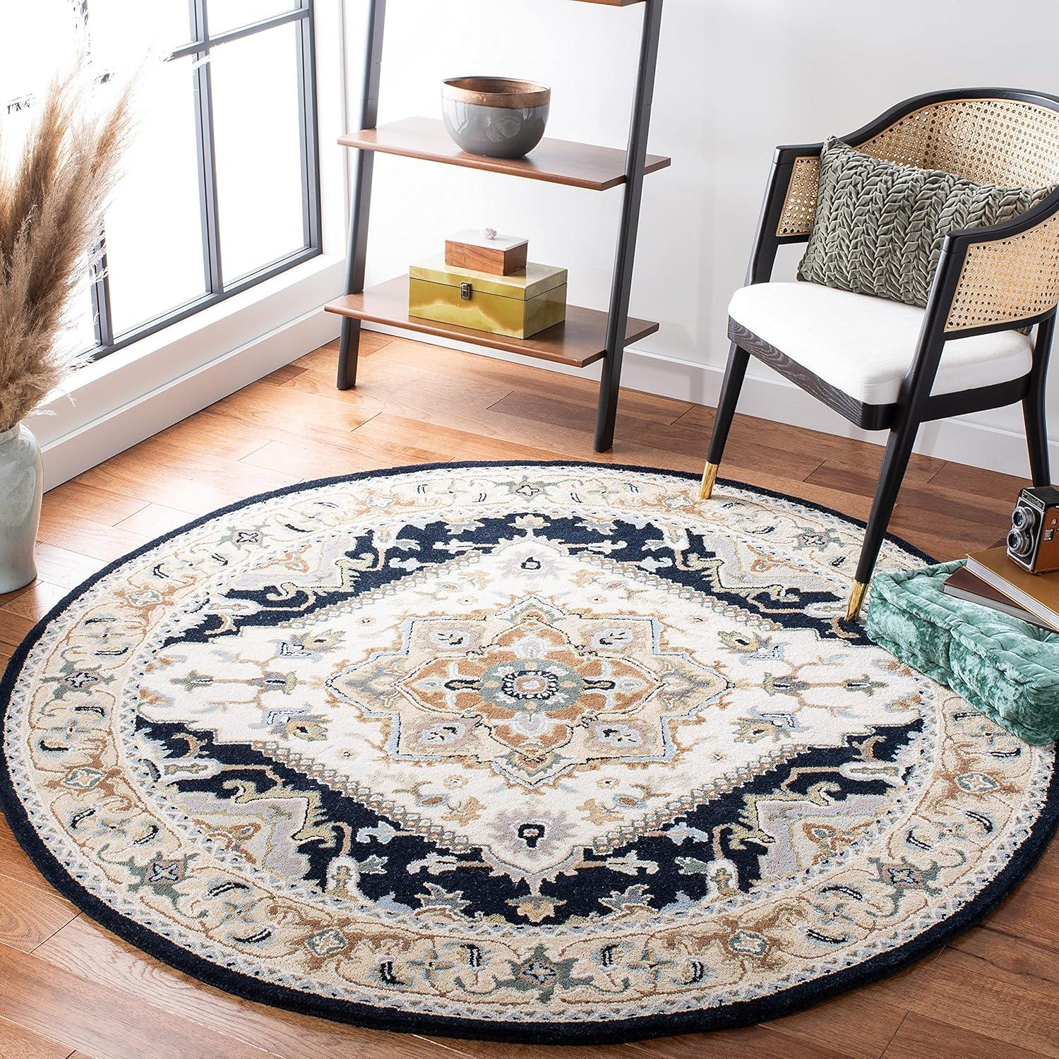 Heritage HG625 Handmade Area Rug - 8' Round - Red - Safavieh