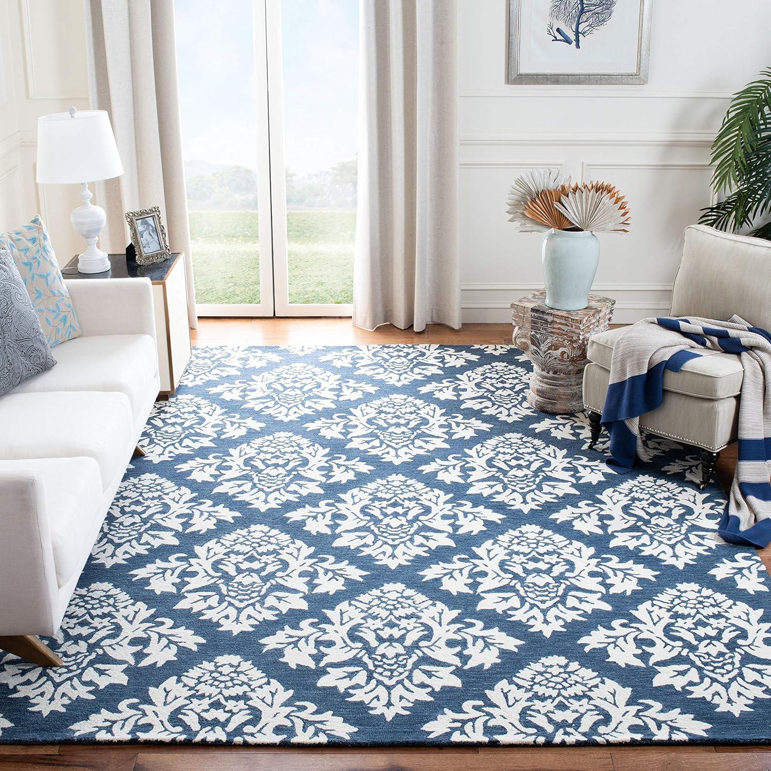 Handmade Blue Wool Tufted 9' x 12' Area Rug