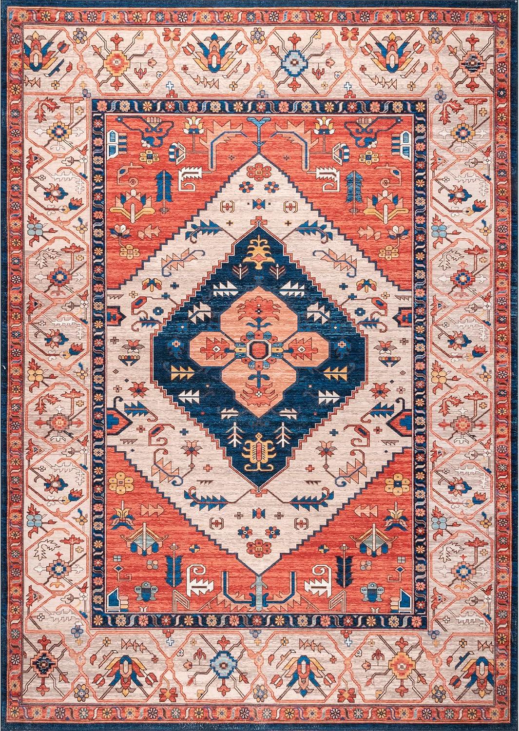 Nuloom Carolyn Pet Friendly Machine Washable Motif Area Rug, 3' x 5', Rust