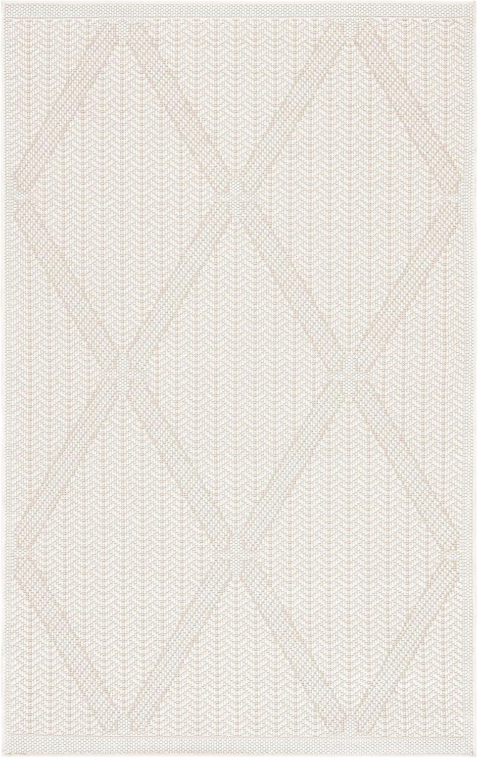 Cream Beige Geometric Flat Woven 2' x 4' Area Rug