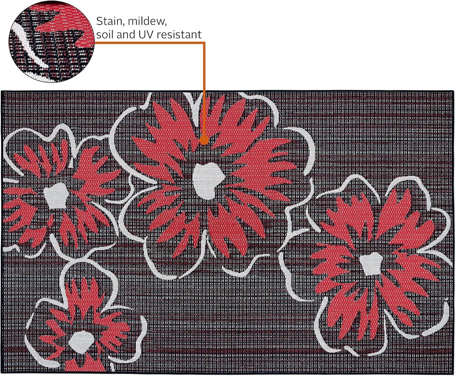 Classic Accessories Vera Bradley by  Indoor/Outdoor Rug Happy Blooms 5'W x 8'L Floral & Botanical