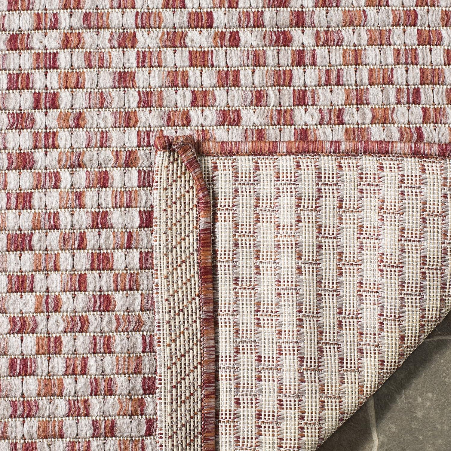 SAFAVIEH Courtyard Blair Geometric Indoor/Outdoor Area Rug, 4' x 5'7", Rust/Light Grey