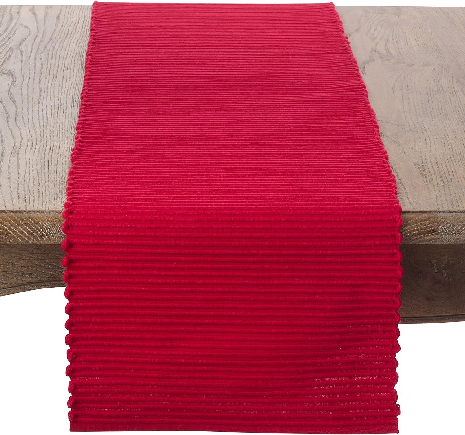 Red Ribbed Cotton Table Runner 13" x 72"