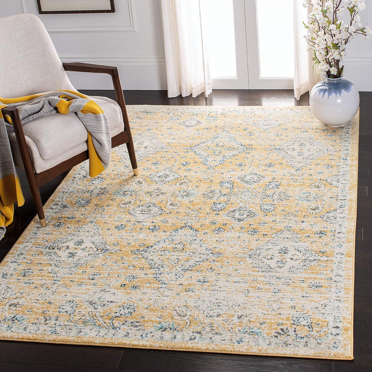 Evoke EVK224 Power Loomed Area Rug - Gold/Ivory - 4'x6' - Safavieh.