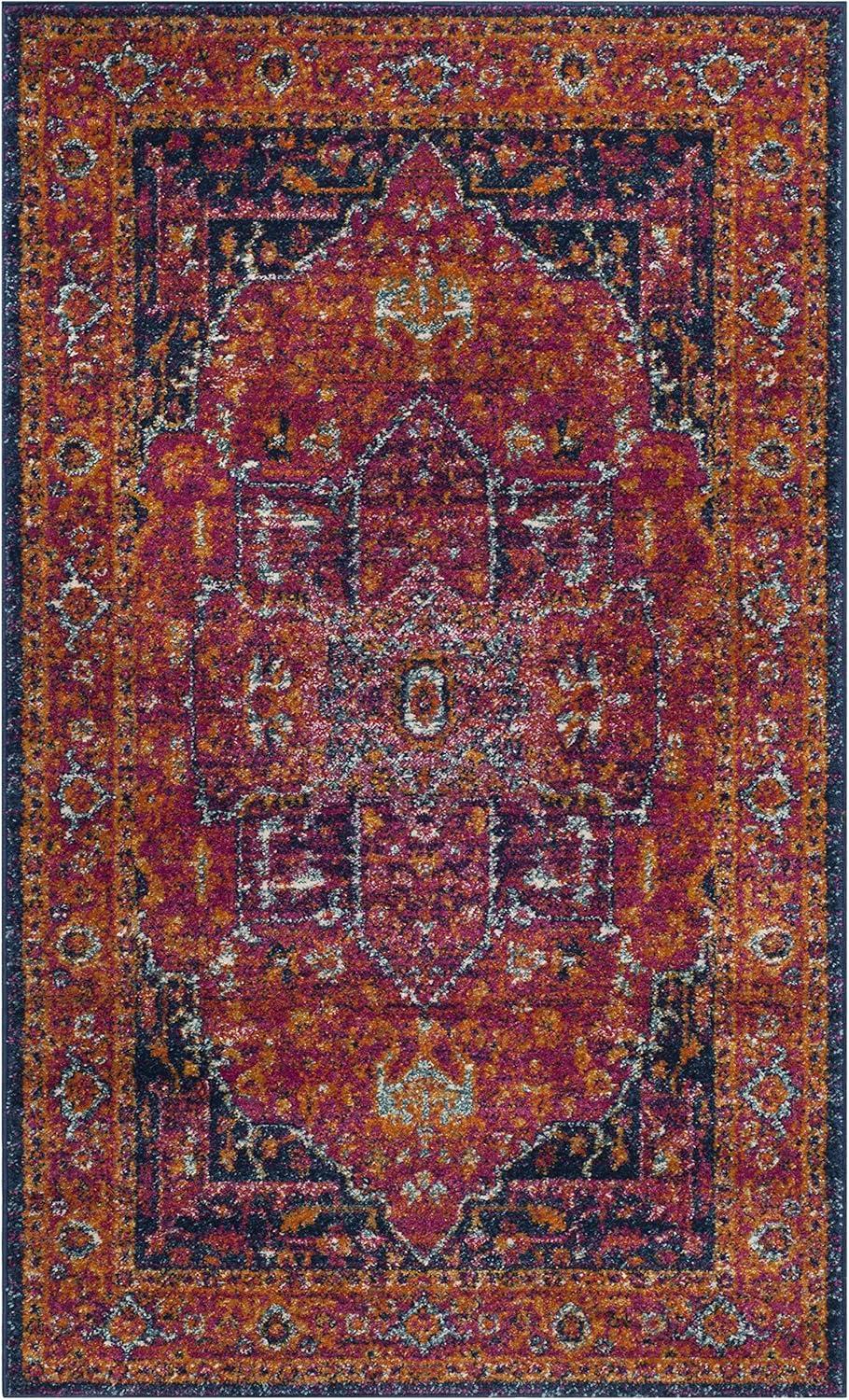 SAFAVIEH Evoke Westley Traditional Floral Area Rug, Fuchsia/Orange, 3' x 5'