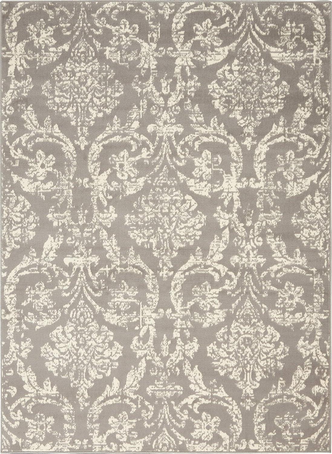 Nourison Jubilant 5'3" x 7'3" (5' x 7') Grey Area Rug Farmhouse Vintage Damask by Nourison
