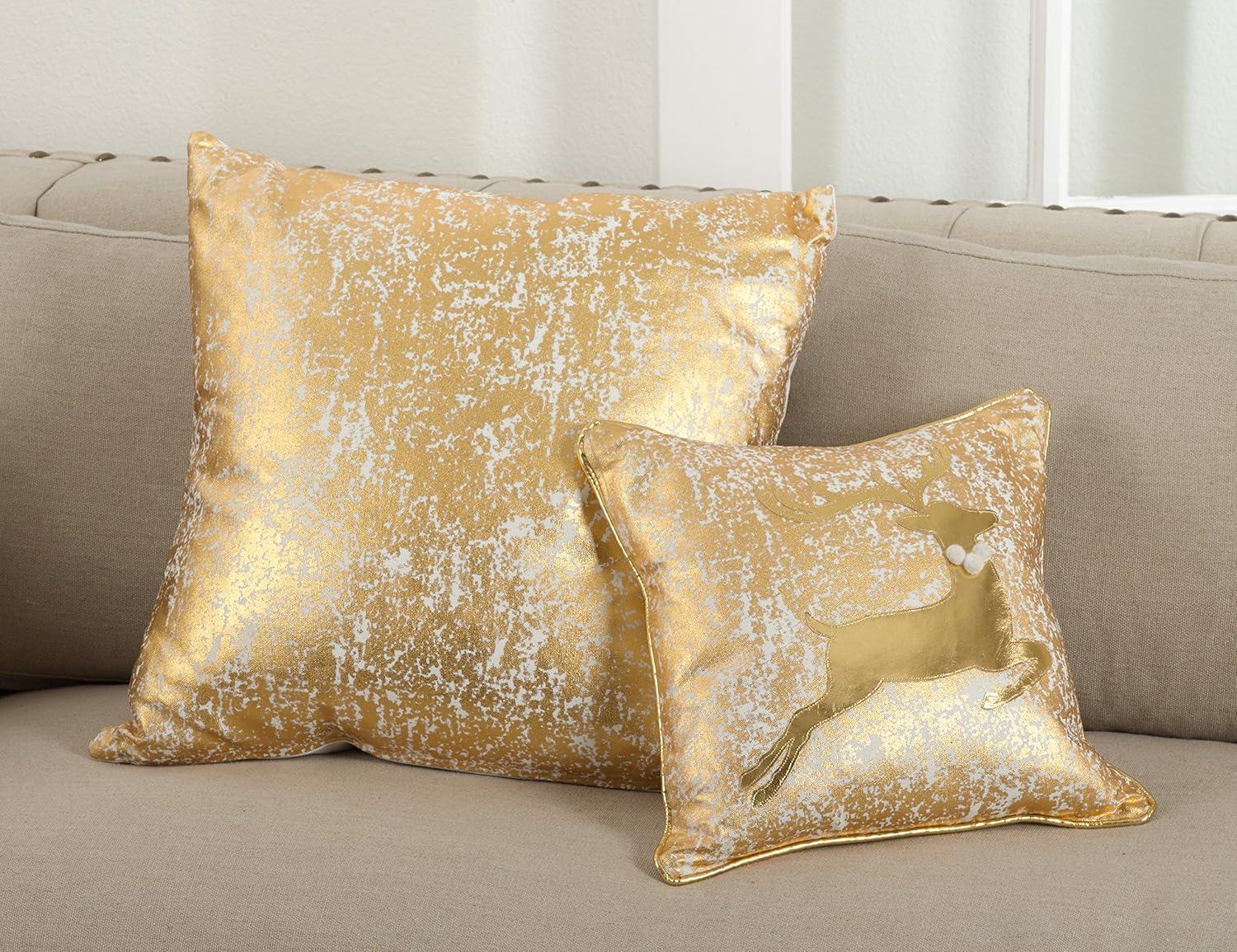 18"x18" Donnelou Metallic Foil Print Throw Pillow Gold - Saro Lifestyle