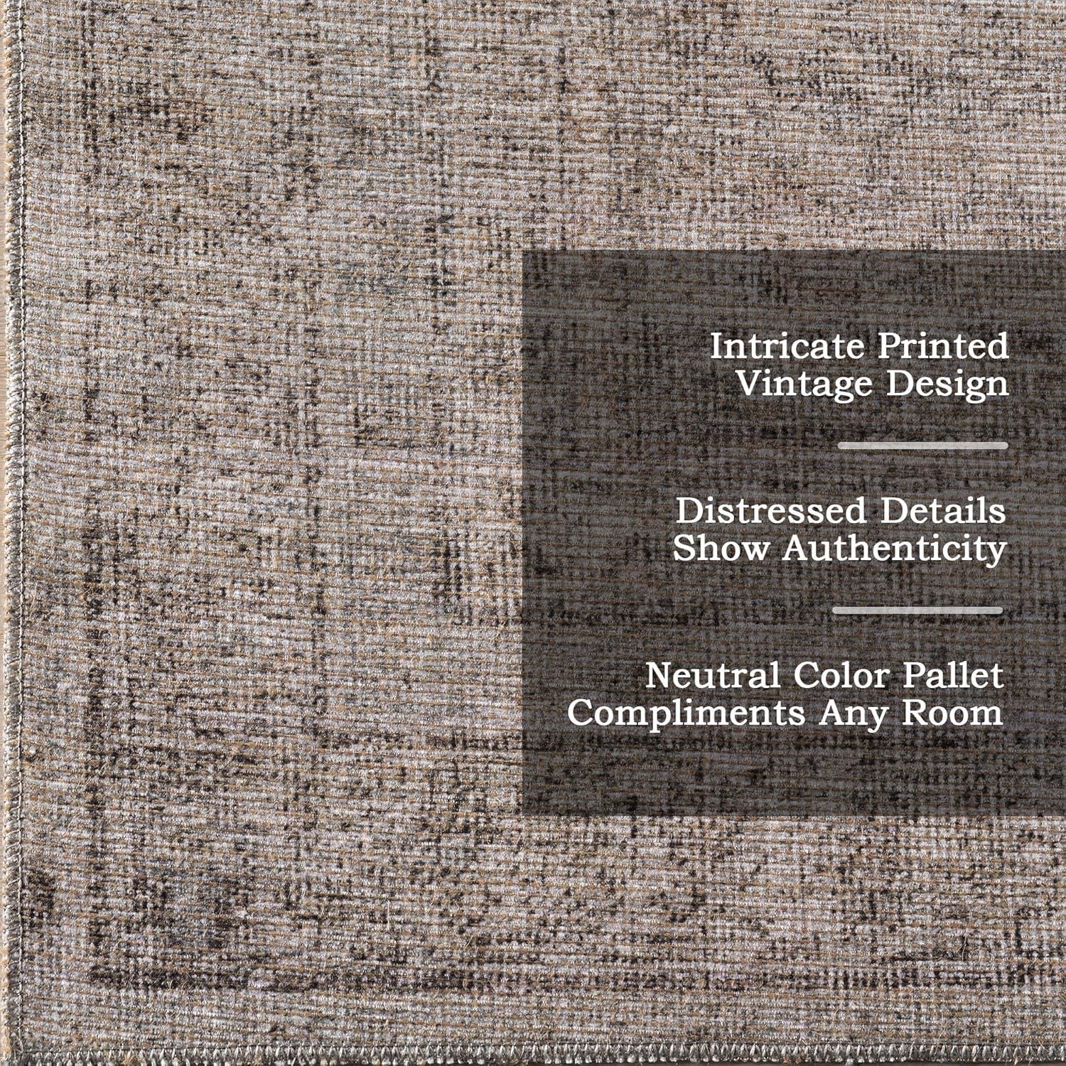 Nuloom Hillstone Collection Giorgina Traditional Vintage Medallion Area Rug, 6' 7" x 9', Ivory