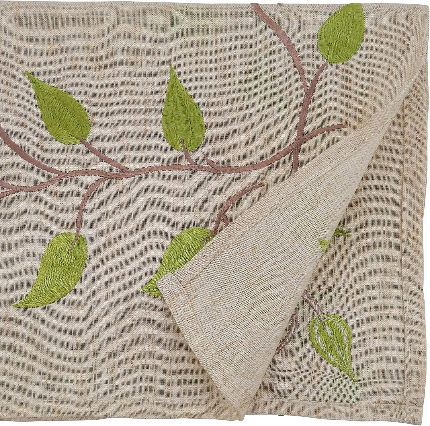 Saro Lifestyle Embroidered Vine Runner, Natural, 16" x 72"