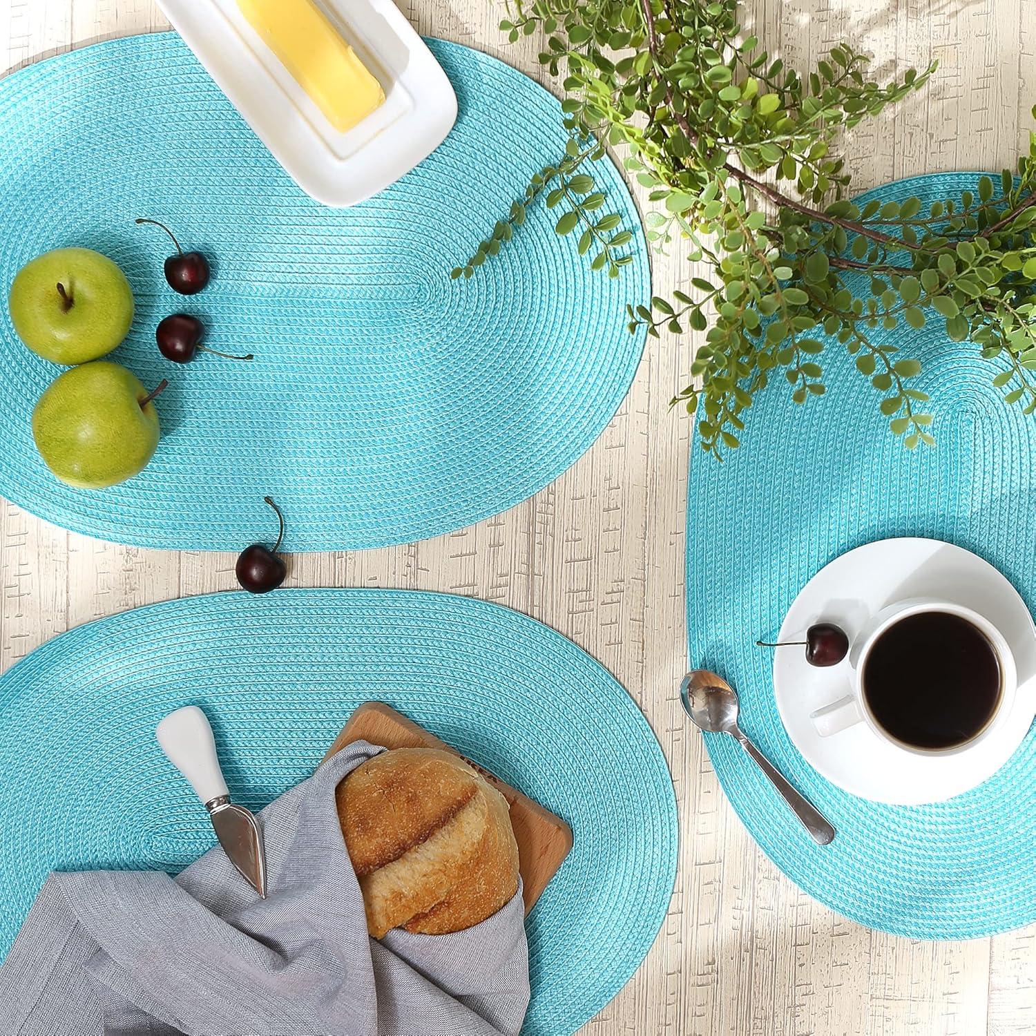 Aqua Oval Pp Woven Placemat (Set of 6)