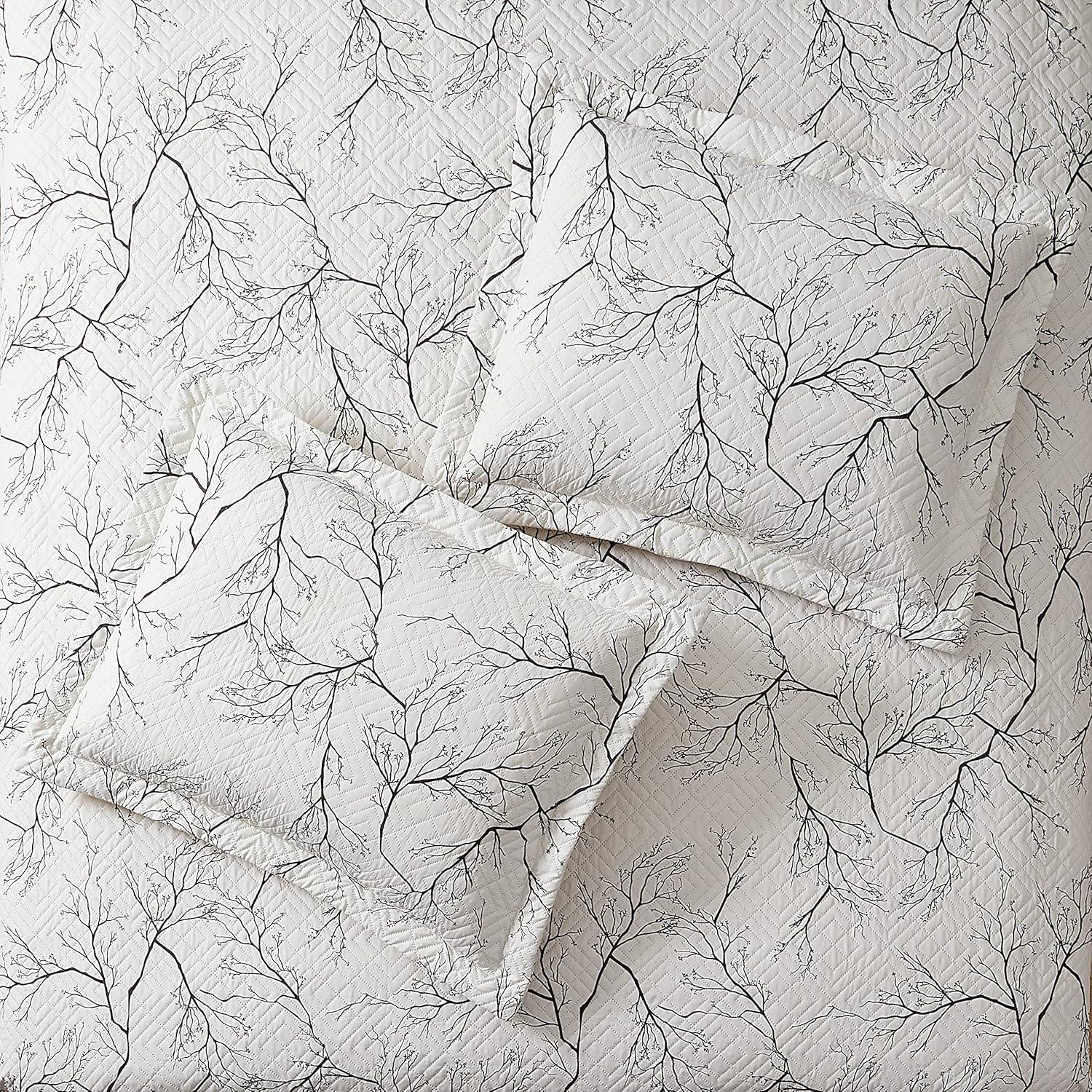 Queen Size Microfiber Branches Printed Bedding Set