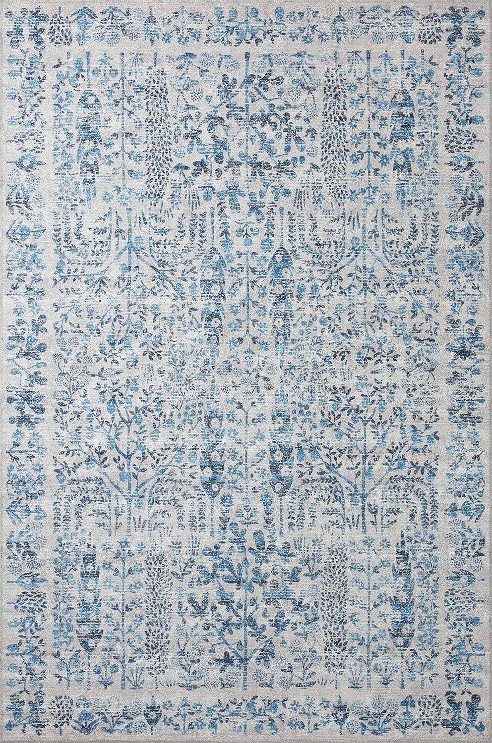 Maison Grove Blue Floral Synthetic 2'3" x 3'9" Area Rug