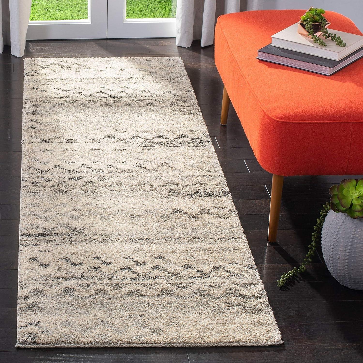 Abstract Shag Luxe Gray Synthetic 27" Area Rug