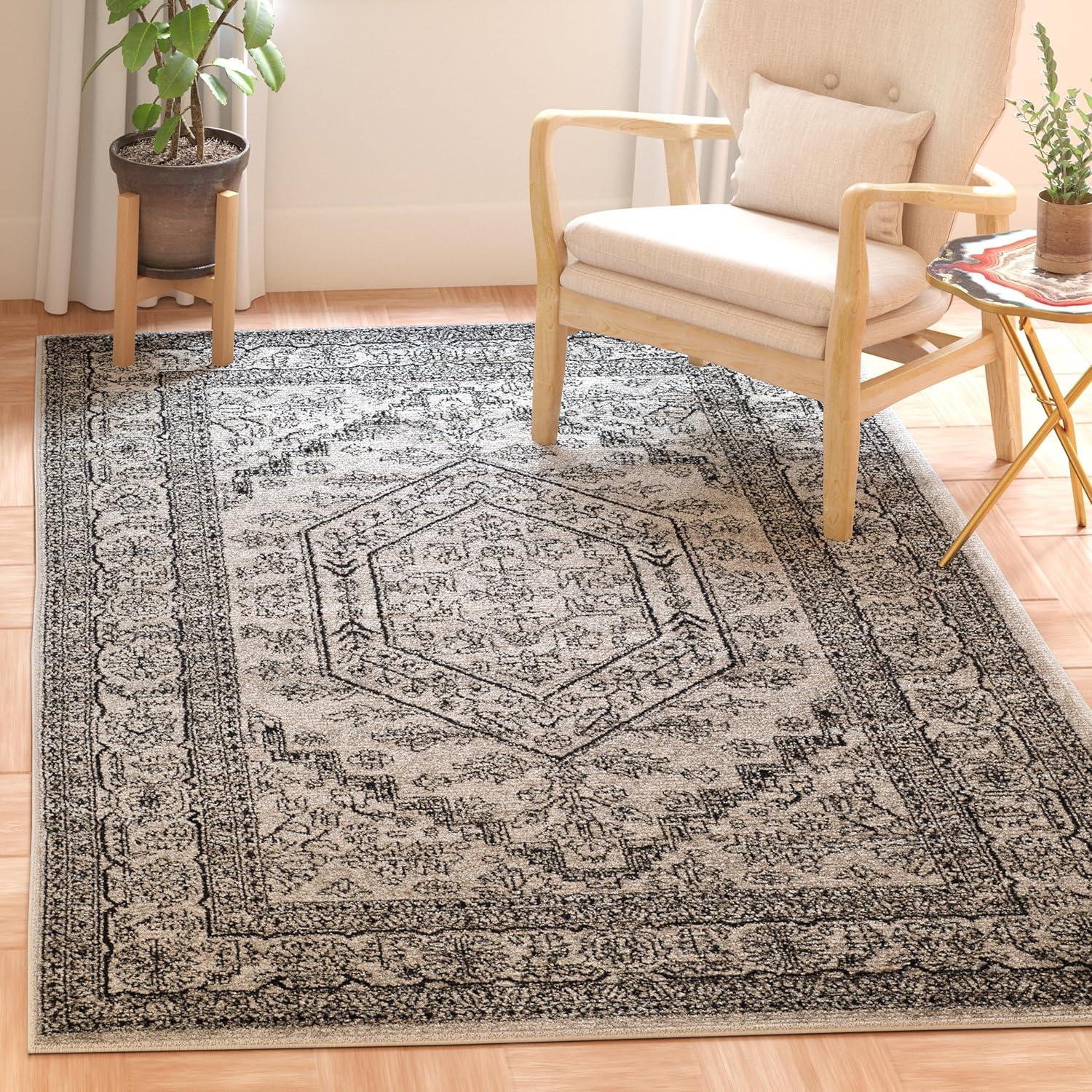Adirondack ADR108 Power Loomed Area Rug - Silver/Black - 6'x9' - Safavieh.