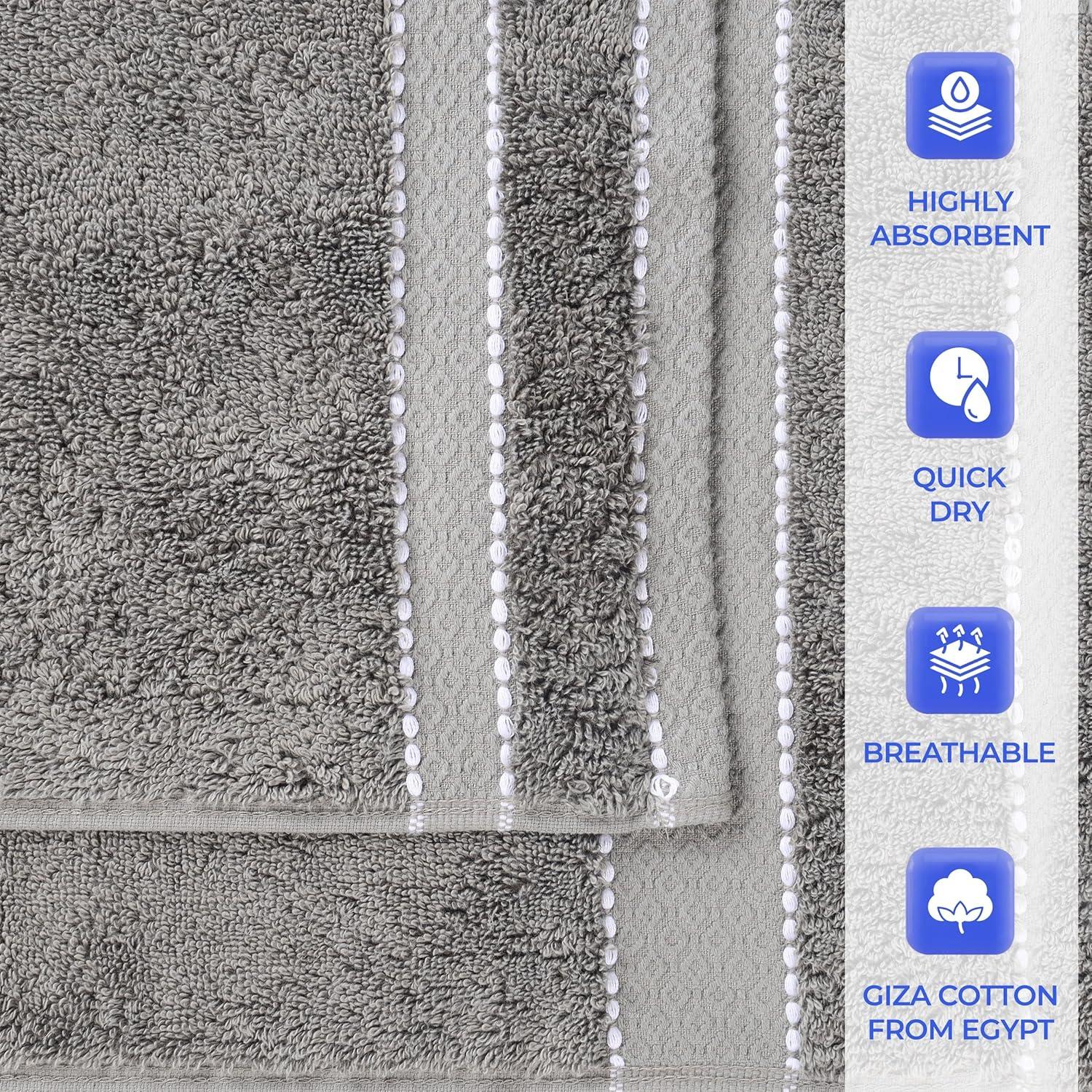 Superior Niles Egypt Produced Giza Cotton 3 Piece Towel Set, Charcoal