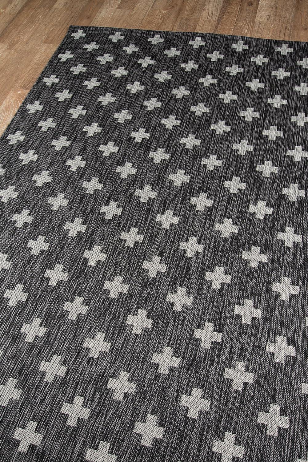 Charcoal Synthetic Geometric Braided 9'3" x 12'6" Rectangular Rug