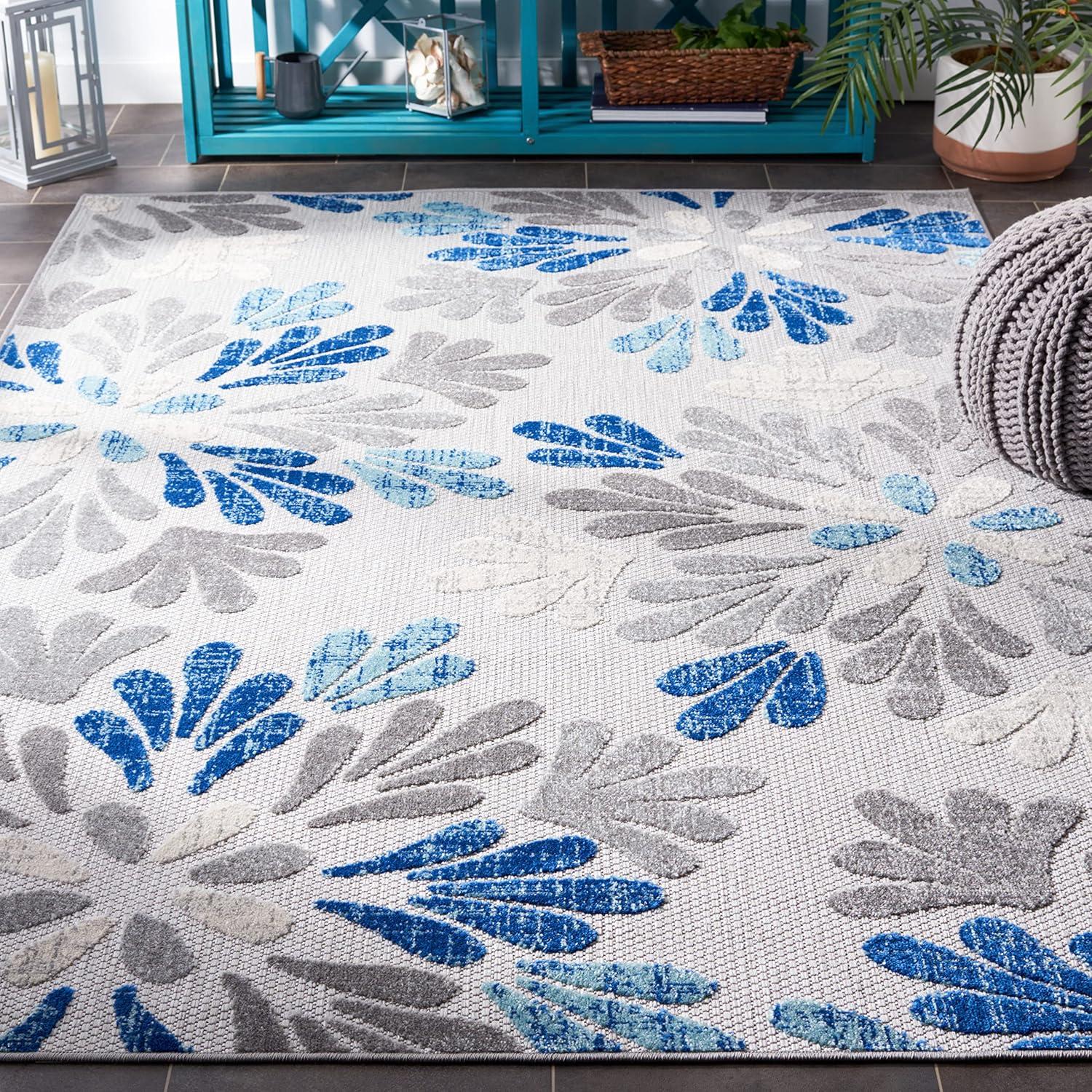 Cabana CBN800 Power Loomed Indoor/Outdoor Area Rug - Grey/Blue - 6'x9' - Safavieh.