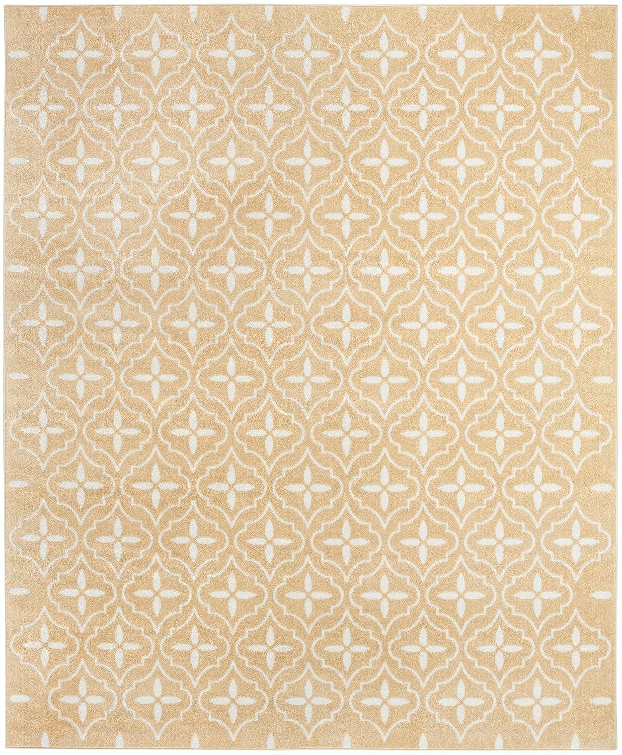Nourison Essentials Moroccan Modern Indoor Outdoor Rug Beige Ivory 6' x 9'