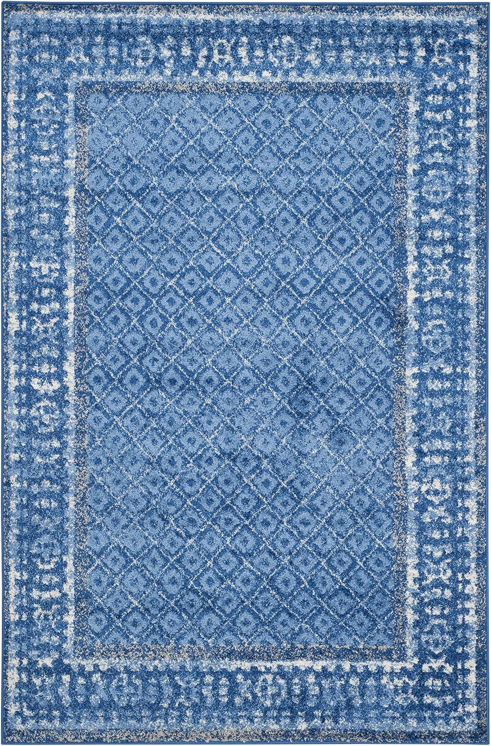 6' x 9' Blue Geometric Synthetic Area Rug