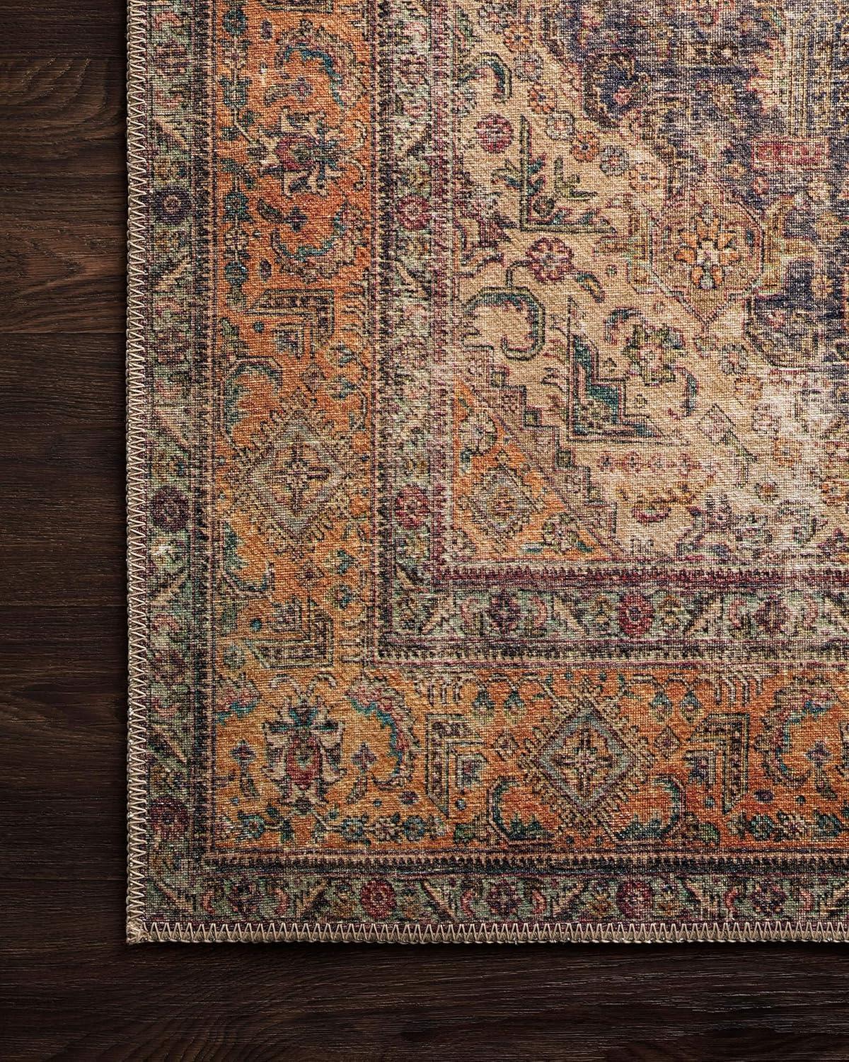 Multicolor Hand-Knotted Synthetic Floral Area Rug