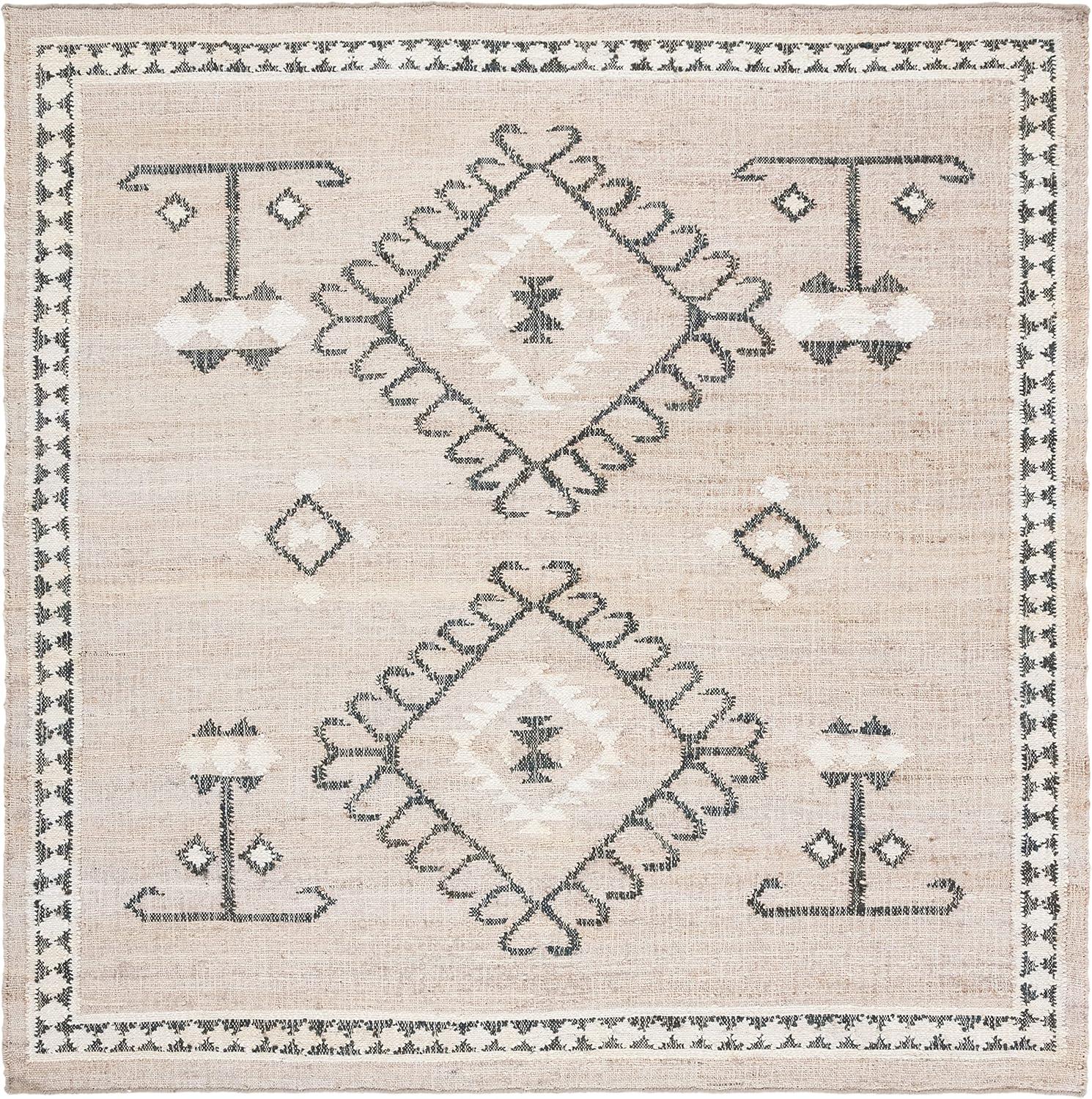 Artisan Gray Jute 84" Square Flatweave Area Rug