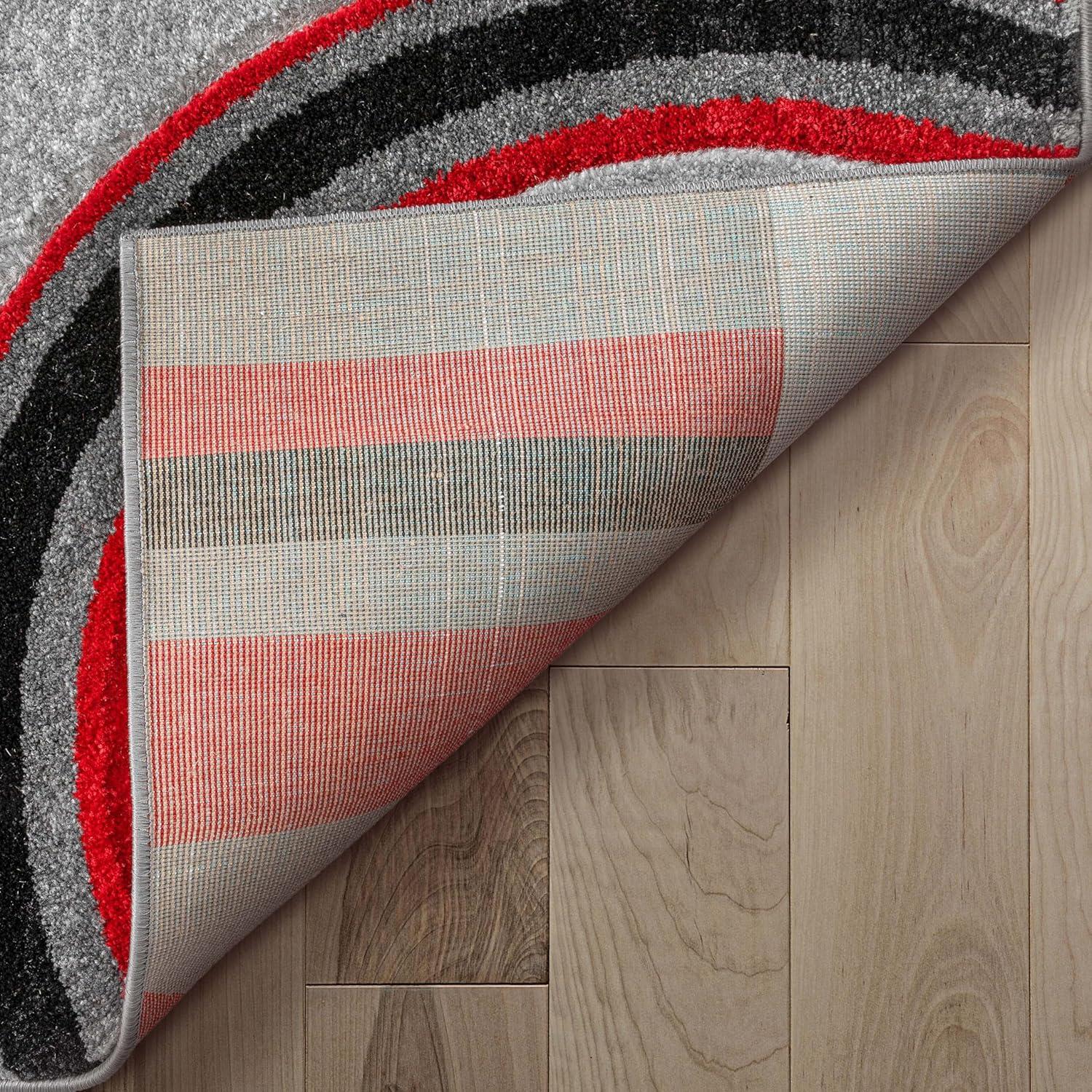 Well Woven Ruby Galaxy Waves Modern Geometric Grey & Red 2' x 7' Runner Rug