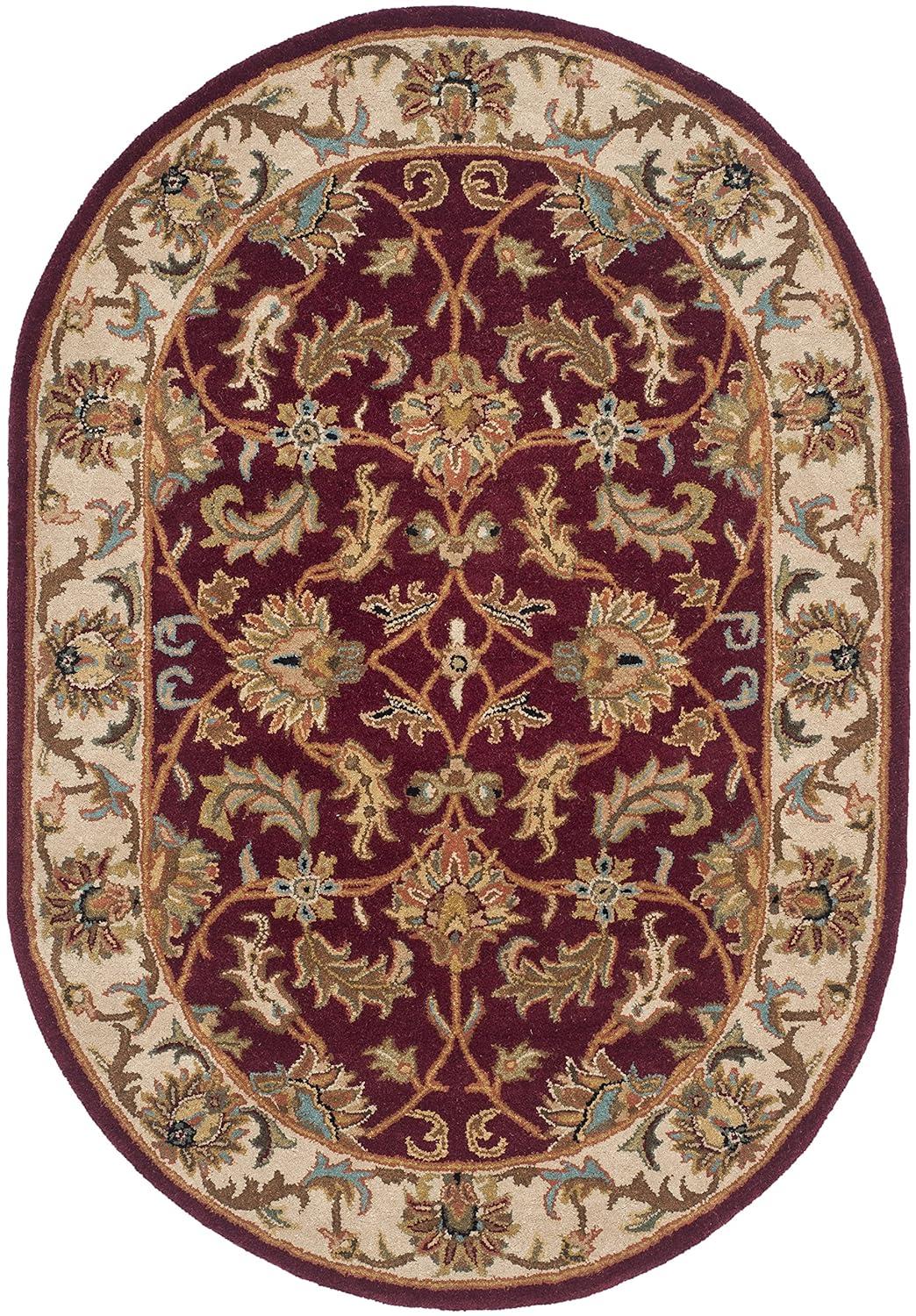 Heritage HG628 Hand Tufted Area Rug - Red/Ivory - 7'6"x9'6" Oval - Safavieh.